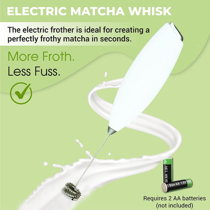 Matcha Whisk Set with Matcha Bowl - Matcha Set Included Electric Frother, Bamboo Whisk, Matcha Spoon, Bamboo Holder, Sifter, Spoon Stand (Mottled Green)