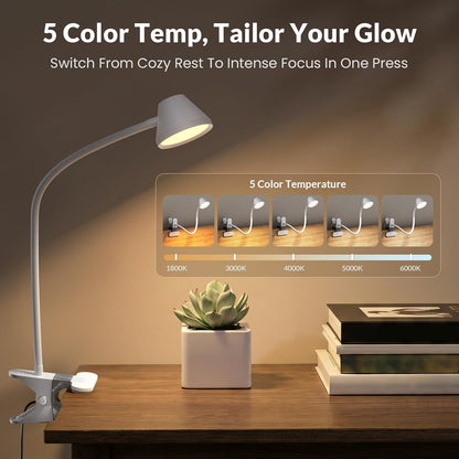 LEPOWER Clip on Light, Reading Lights for Books in Bed, 400LM, RG0 Eye-Care