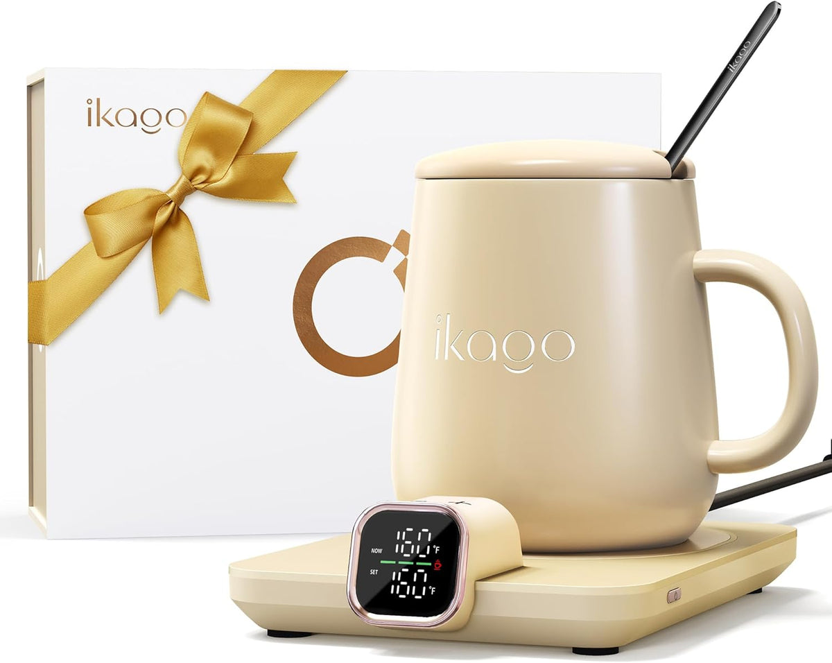 Coffee Cup Warmer & iKago Mug Set, 1℉ Precise Temp Control Mug Warmer