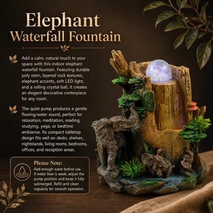 Indoor Tabletop Water Fountain with LED Light, Resin Rock-Look Waterfall Decor, Feng Shui Inspired Zen Fountain for Desk, Office, Bedroom, Living Room & Meditation Space (9" Cascading Rock)