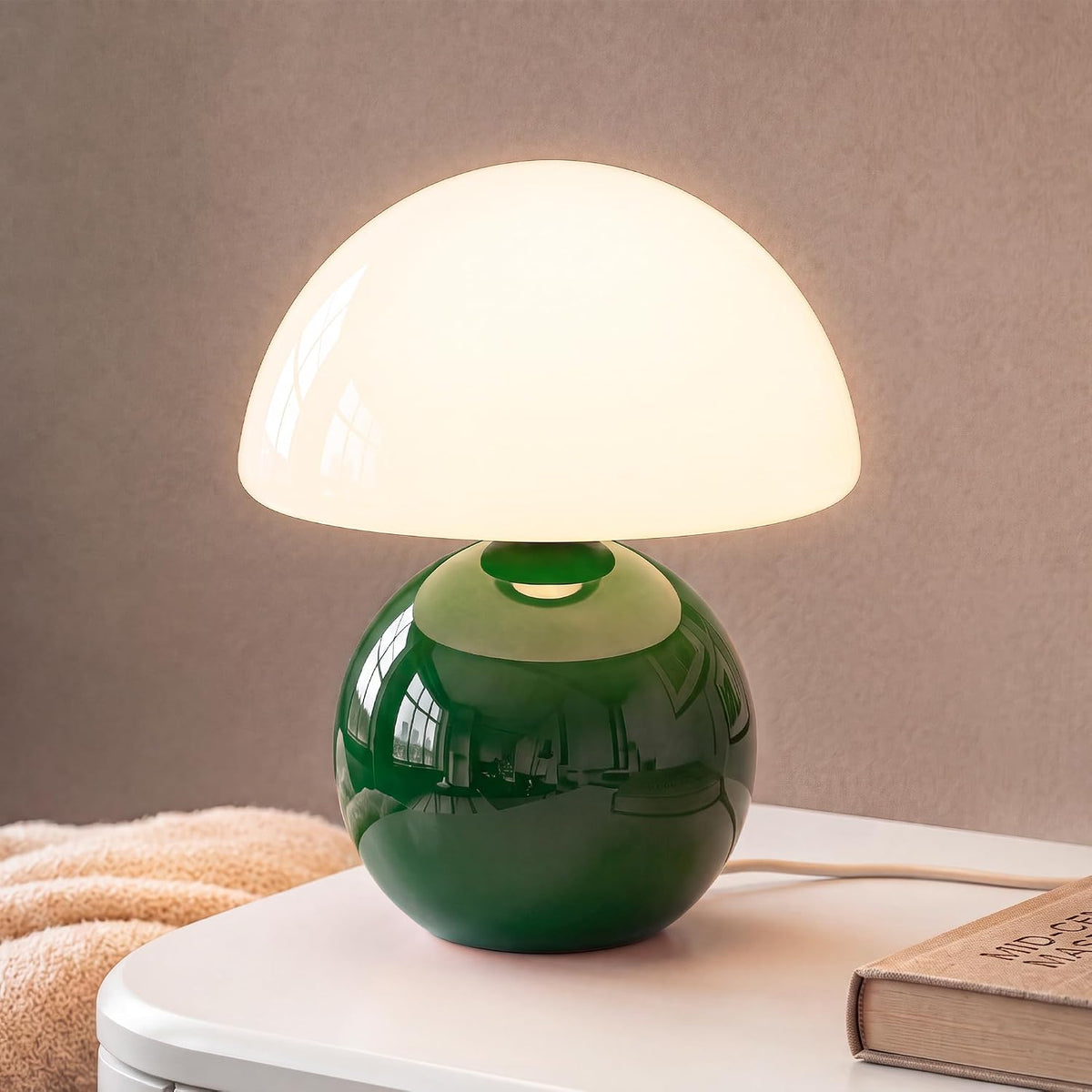Dawnwake Mushroom Lamp Table Lamp for Bedroom-Small Desk Table Lamps,White