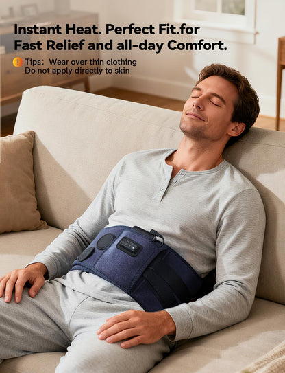 10000mAh Cordless Heating Pad for Back Pain Relief, Rechargeable Wearable Back Massager with 3 Heat, 5 Vibration & Timer, Portable Heating Pad for Daily Comfort Anywhere, Gifts for Women Men Mom Dad