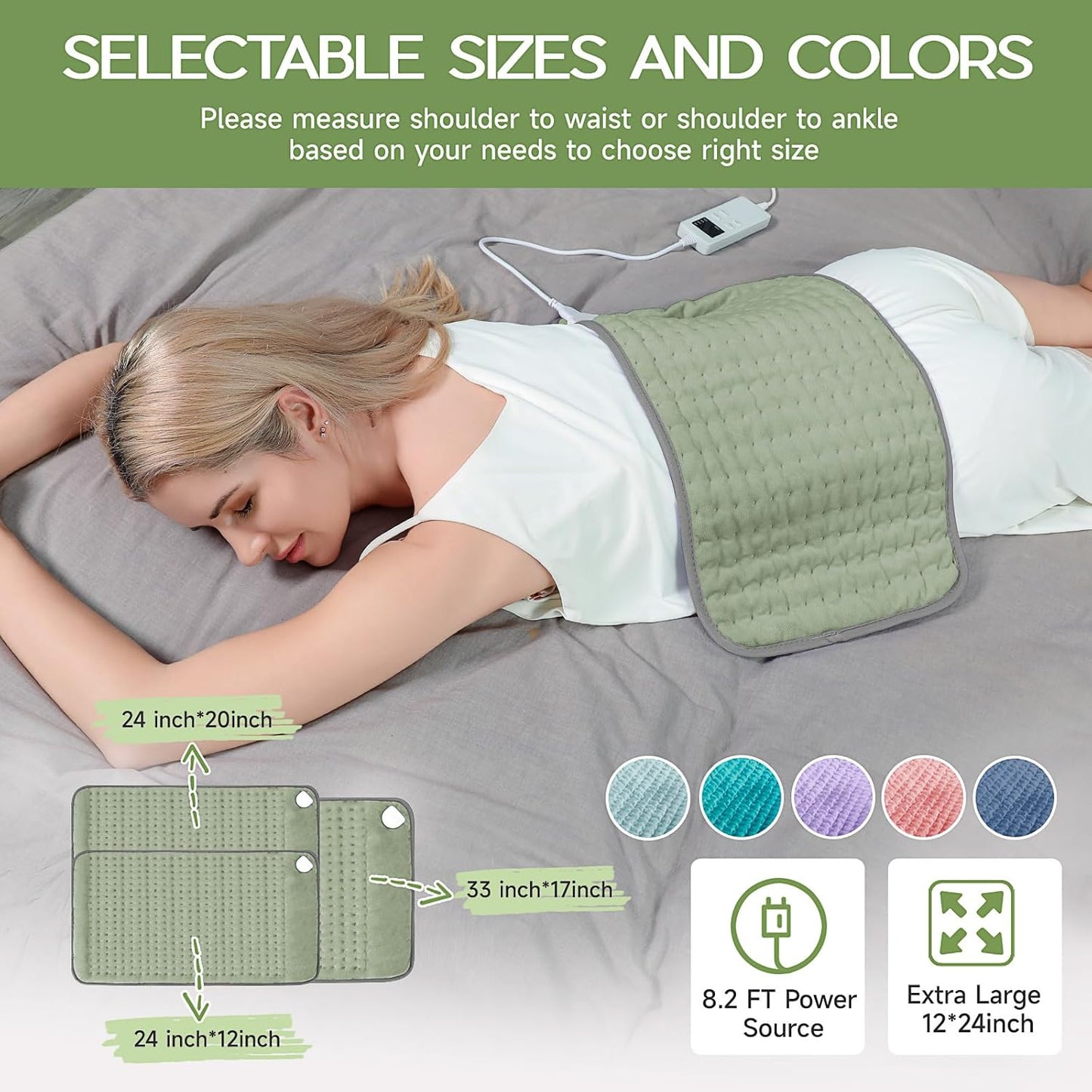 Heating Pad for Period Cramps, Heating Pad for Back/Neck/Shoulder Muscle Pain, 6 Heating & 4 Timer Setting, Auto Shut Off, Dry/Moist Heat & Machine Washable, Birthday Christma s Gifts for Women Mom