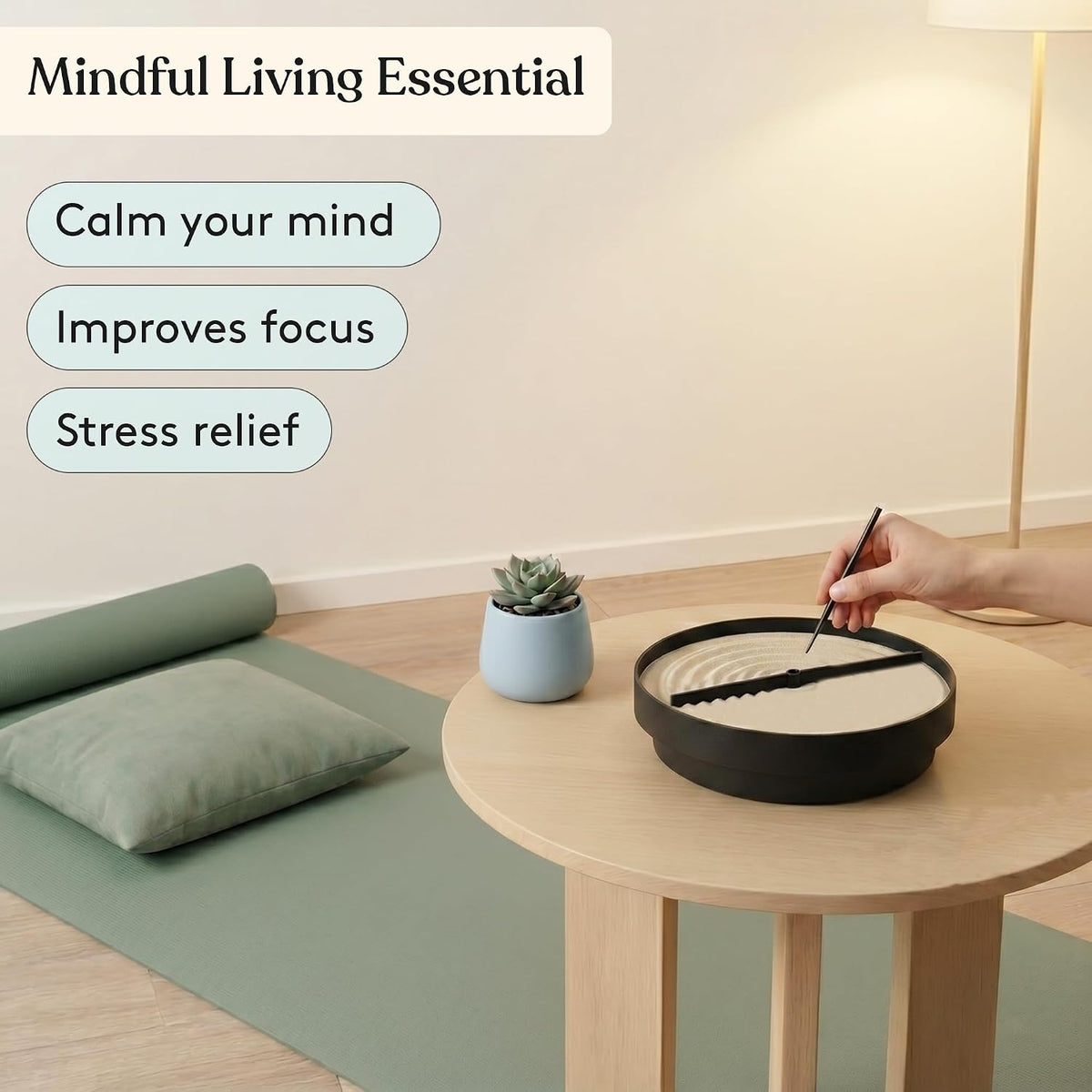 Special Supplies Zen Garden Sand Spinner – Self Spinning Sandscape for Desk, Mindfulness Kit, Stress Relief, Sensory Therapy Tools- Zen Garden Kit (Black)