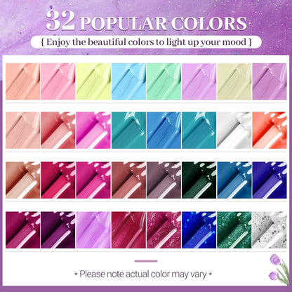 JODSONE Gel Nail Polish Kit 60 PCS with U V Light Soak off Base Top Coat 55 Shine Colors Gel Nail Kit Bright and Dark Brown Wine Red Series Manicure Set for Women and Girls