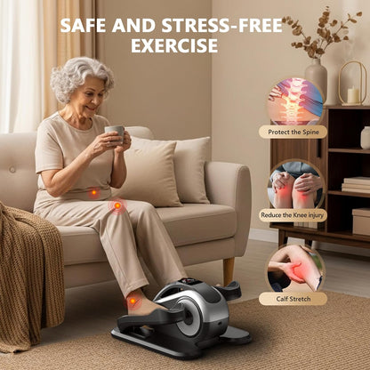 Under Desk Elliptical Machine for Seniors, Large Size Electric Leg Exerciser with 12 Adjustable Speeds & 12 Modes, Remote Control, Elastic Rope, Manual & Auto Mode for Home Office Use
