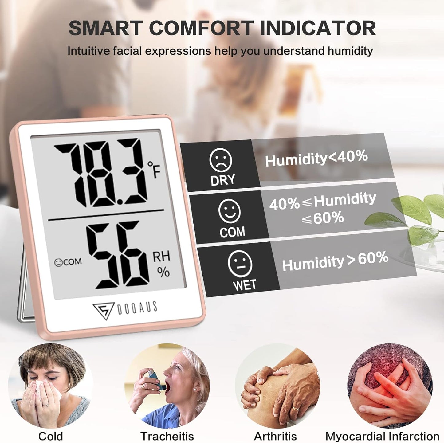 DOQAUS Digital Hygrometer Indoor Thermometer Humidity Meter Room Thermometer with 5s Fast Refresh Accurate Temperature Humidity Monitor for Home, Bedroom, Baby Room, Office, Greenhouse, Cellar (Black)