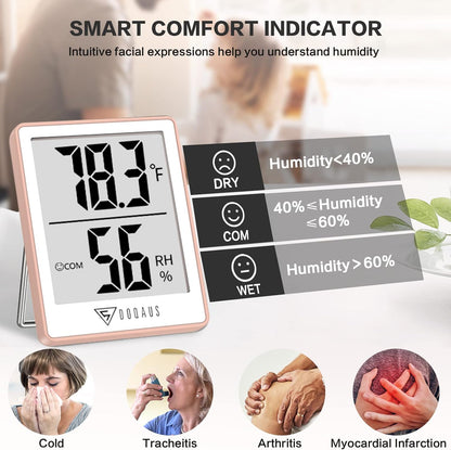 DOQAUS Digital Hygrometer Indoor Thermometer Humidity Meter Room Thermometer with 5s Fast Refresh Accurate Temperature Humidity Monitor for Home, Bedroom, Baby Room, Office, Greenhouse, Cellar (Black)