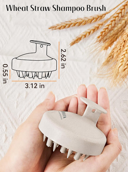 HEETA Hair Scalp Massager for Hair Growth, Shampoo Brush, Scalp Scrubber Exfoliator with Soft Silicone Bristles for Dandruff Removal to Relieve Stress, Wet Dry Use Updated Material, Beige