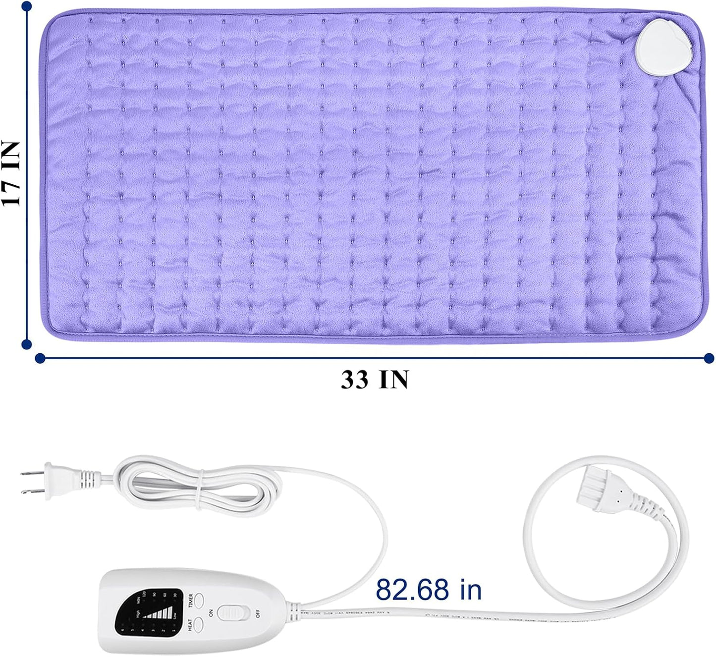 Electric Heating pad with 6 Heat Settings, Auto Shut Off, Dry Electric Heating for Back Neck Knee Arms Legs Shoulder Heat Pads for Christmas Birthday Father Mother's Day (24"X12", Gray Green)
