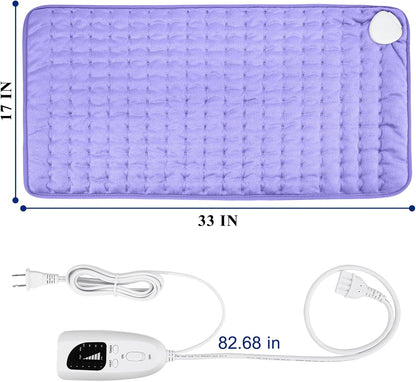 Electric Heating pad with 6 Heat Settings, Auto Shut Off, Dry Electric Heating for Back Neck Knee Arms Legs Shoulder Heat Pads for Christmas Birthday Father Mother's Day (24"X12", Gray Green)