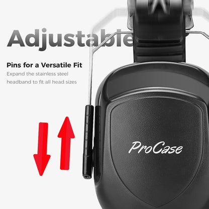 ProCase NRR 28dB Noise Reduction Ear Muffs, Foldable Adjustable Passive Noise Cancelling Headphones for Adults Kids Autism, Hearing Protection for Shooting, Construction, Mowing, Studying -Black - Colors B