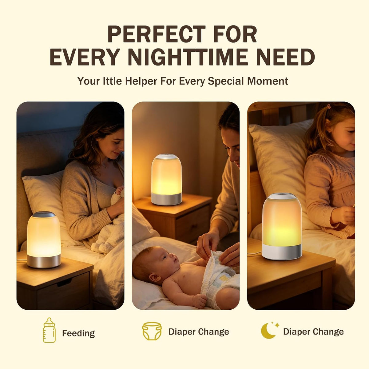 G Keni Nursery Night Light for Baby, Portable LED Touch Night Lamp for Kids and Adult, Breastfeeding, Sleep Aid, USB Rechargeable Nursing Lamp, Bedside Dimmable Warm Night Light, Soft Eye Caring