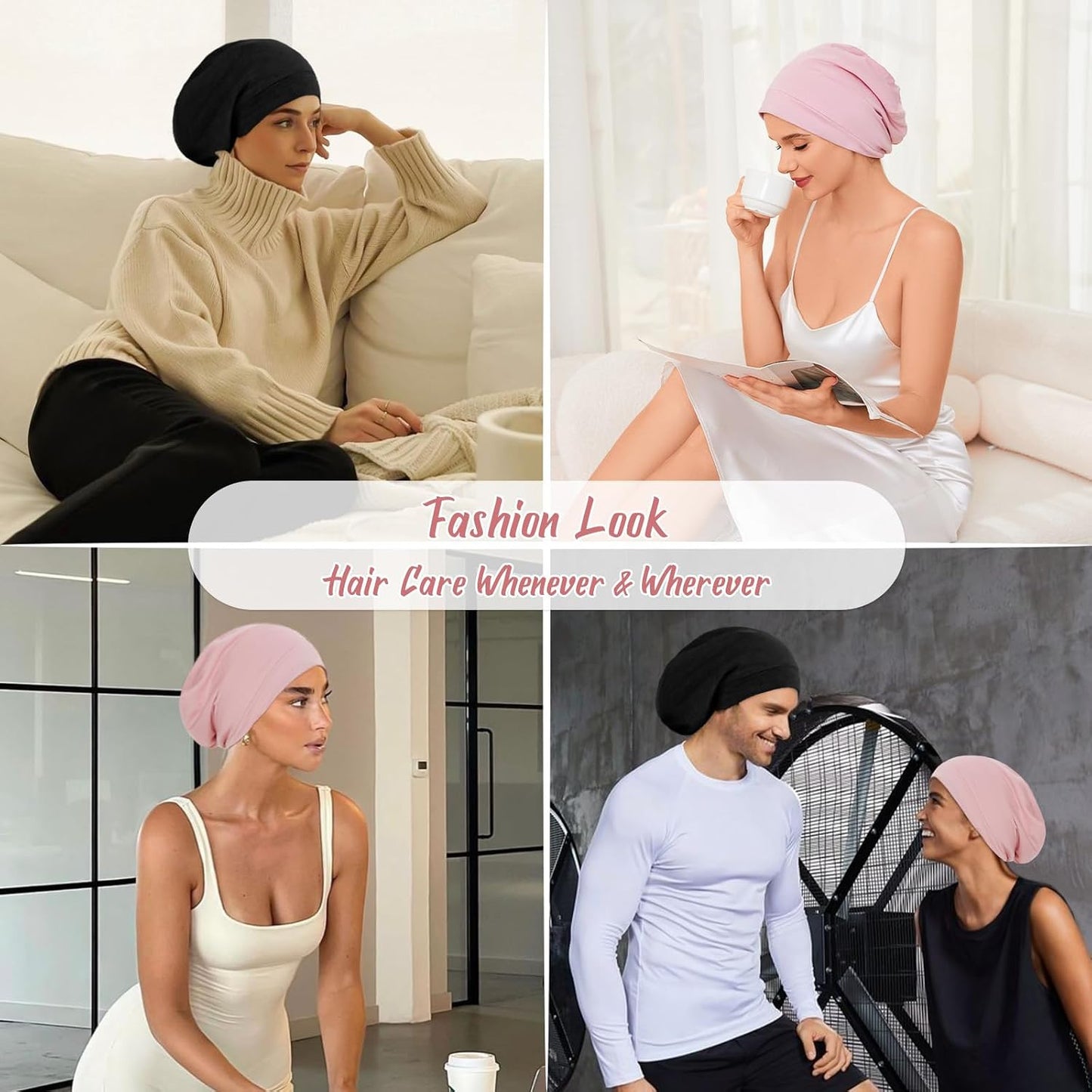 ZHENSILK Silk Bonnet for Sleeping Women, Adjustable Silky Satin Lined Sleep Cap, Silk Hair Wrap Slouch Beanie Hat