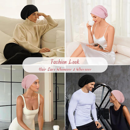 ZHENSILK Silk Bonnet for Sleeping Women, Adjustable Silky Satin Lined Sleep Cap, Silk Hair Wrap Slouch Beanie Hat