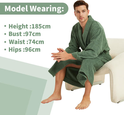 Ramesses Bathrobe Mens,Premium Thick Terry Cloth Bathrobe,Towel Bath robe Long–Staple Combed Men's Cotton Robe