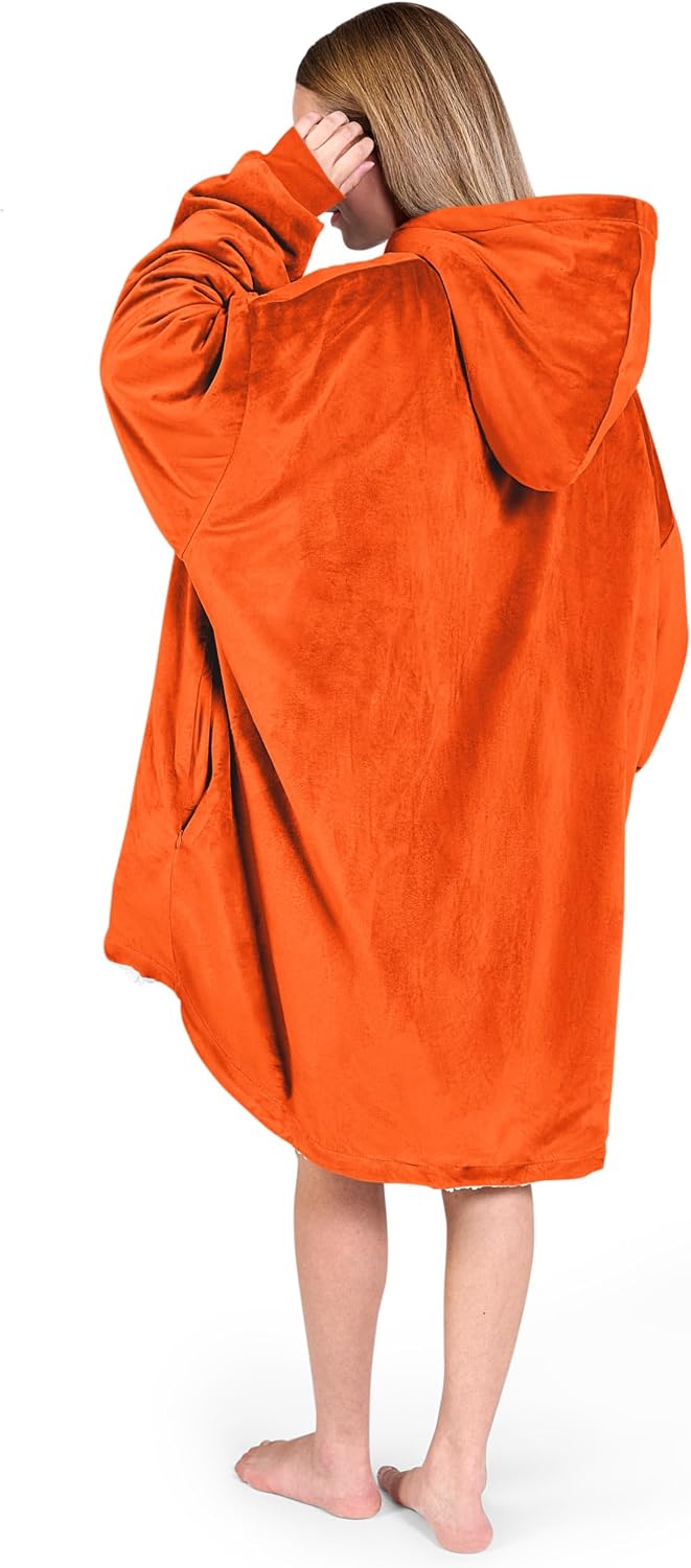 Bare Home Wearable Blanket Hoodie - Soft Plush Sherpa - Warm and Cozy - Oversized Wearable Blanket