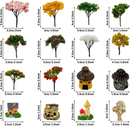Cayway 26 PCS Outdoor Fairy Garden Miniatures Mini Zen Garden Accessories, Artificial Grass, Model Trees, Terrarium Ornaments, Dollhouse Supplies, Bonsai Decorative Craft Tools Kit