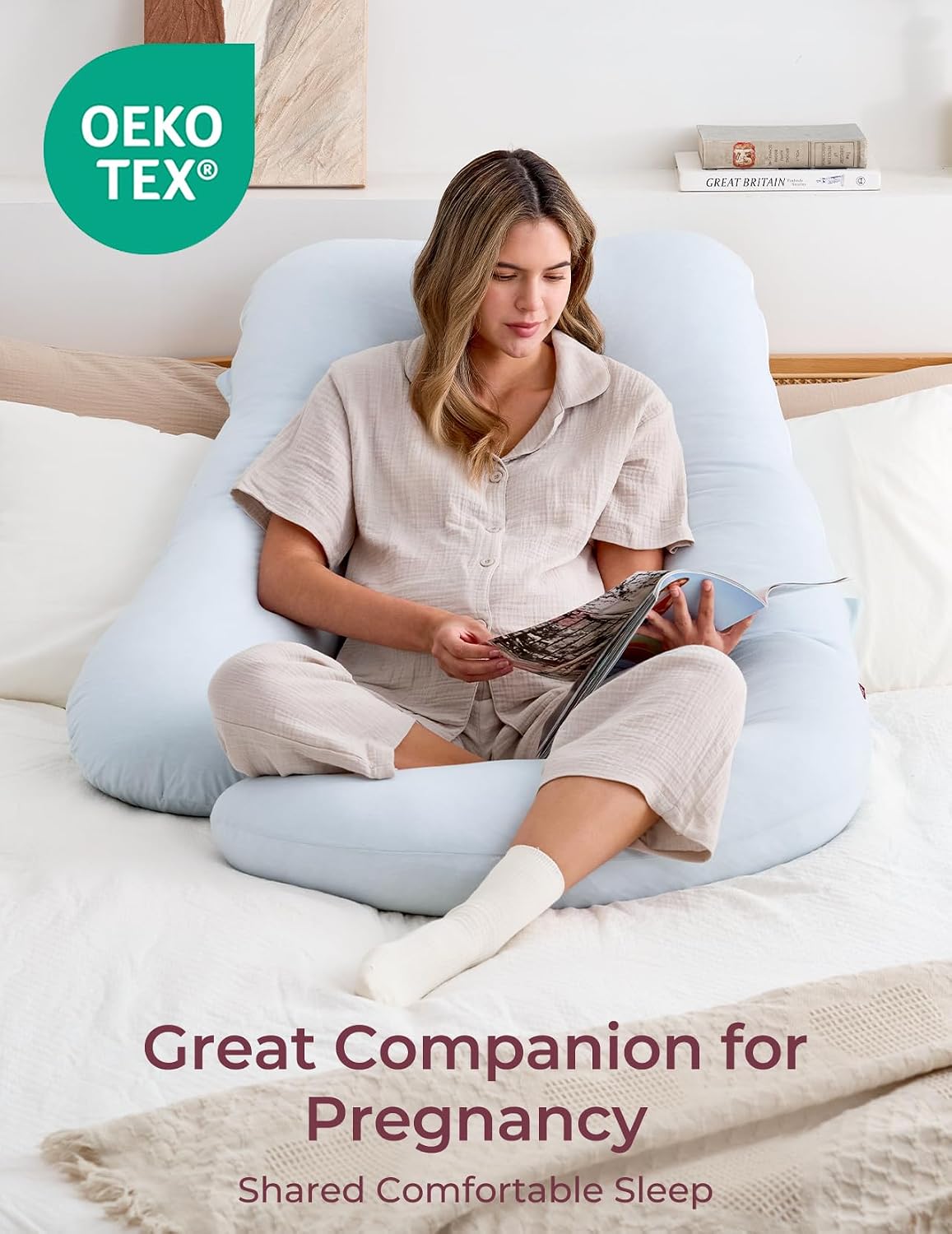 Momcozy Cooling Pregnancy Pillow - U Shaped Full Body Maternity Pillow