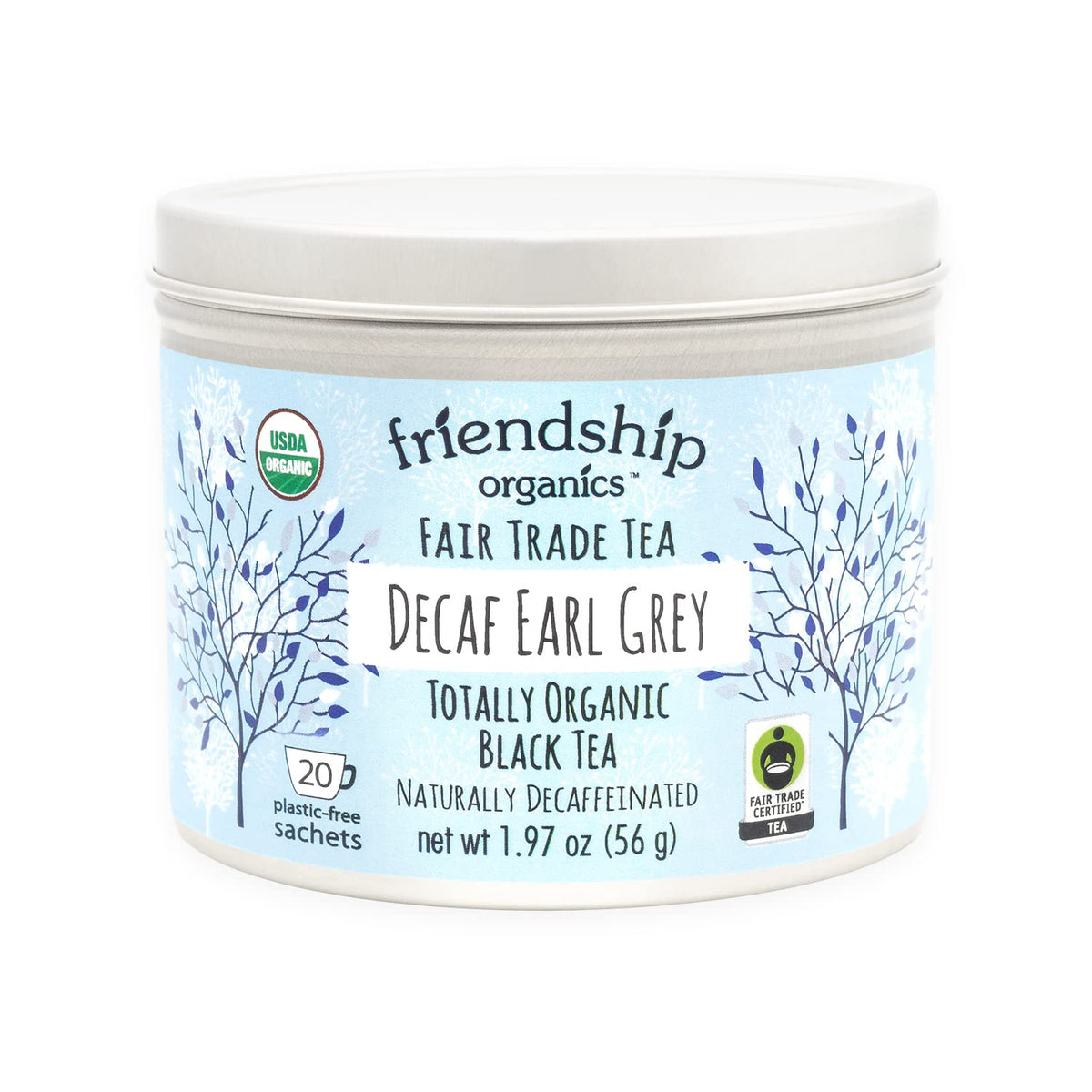 Friendship Organics Decaf Earl Grey Tea Bags, Organic and Fair Trade 20 Count