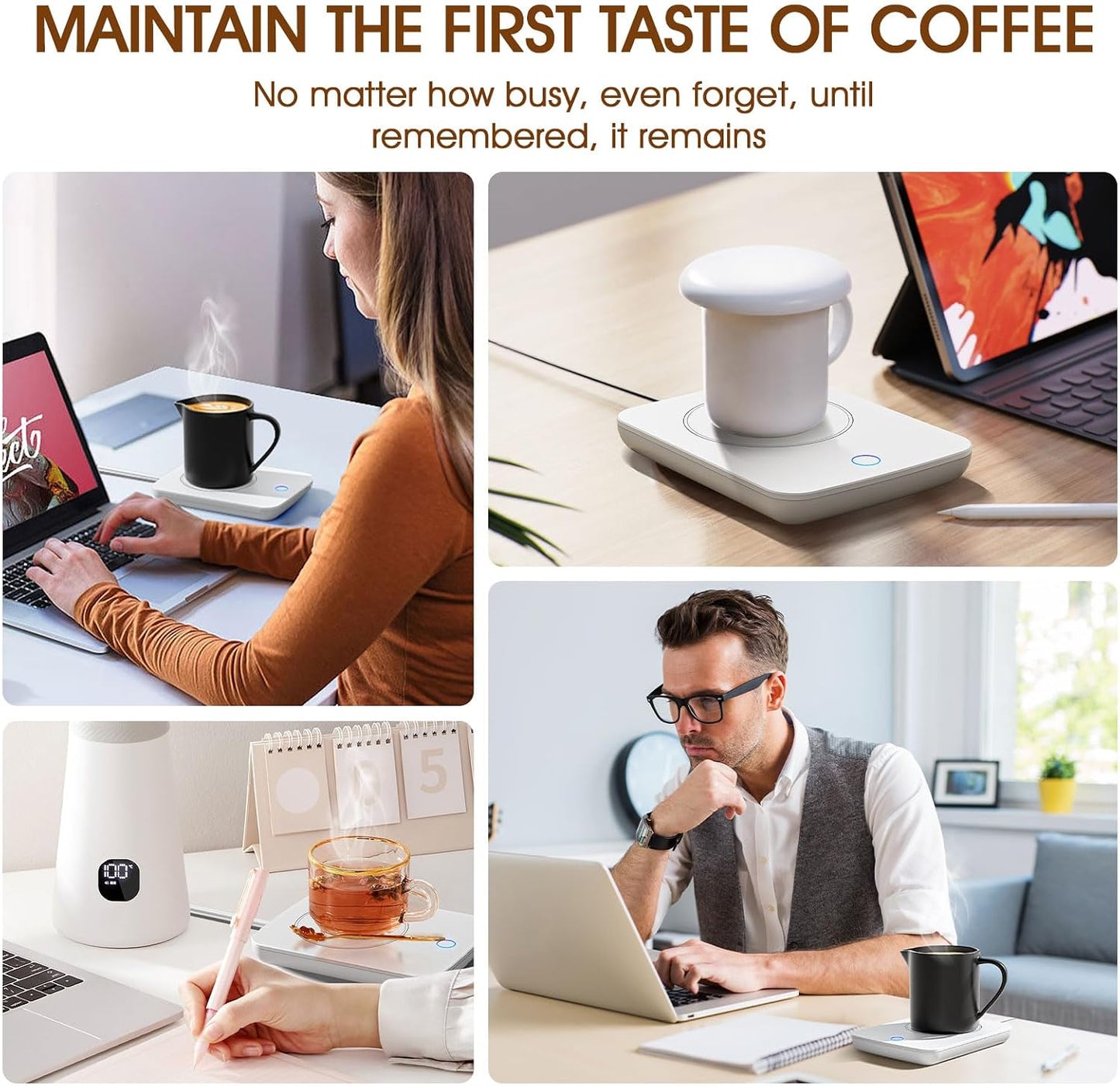 Misby Mug Warmer, Coffee Cup Warmer with Auto Shut Off, Gravity-Induction Coffee Warmer for Desk Use, Coffee Mug Warmer for Coffee Lovers Gift Keep Beverages Coffee Warmer (Black)