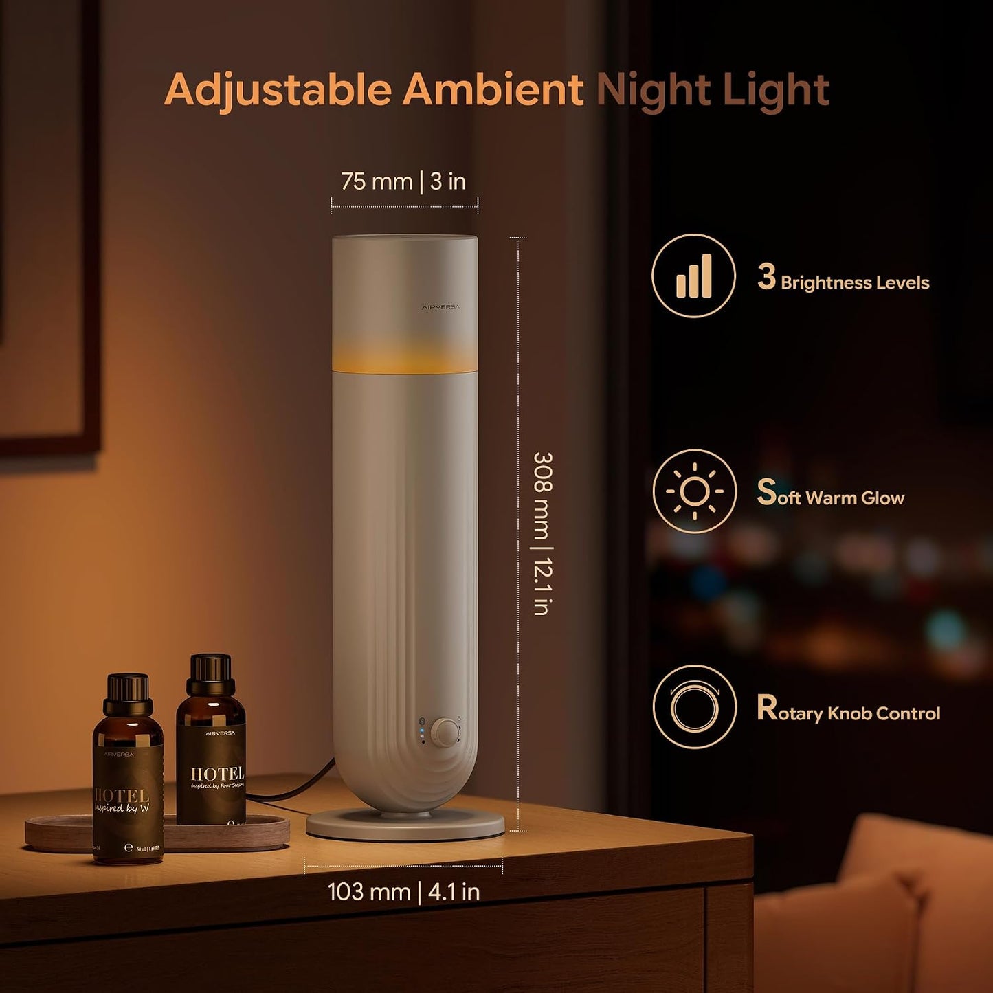 Airversa U1 Smart Tower Waterless Diffuser Starter Kit for Room, Black | 2x50ml Hotel Scent Fragrance Oil, Up to 1200 sq ft, App Control, Cold Air, 120mL, DC-12V/1A, Scent Air Machine, U1kit-2X50