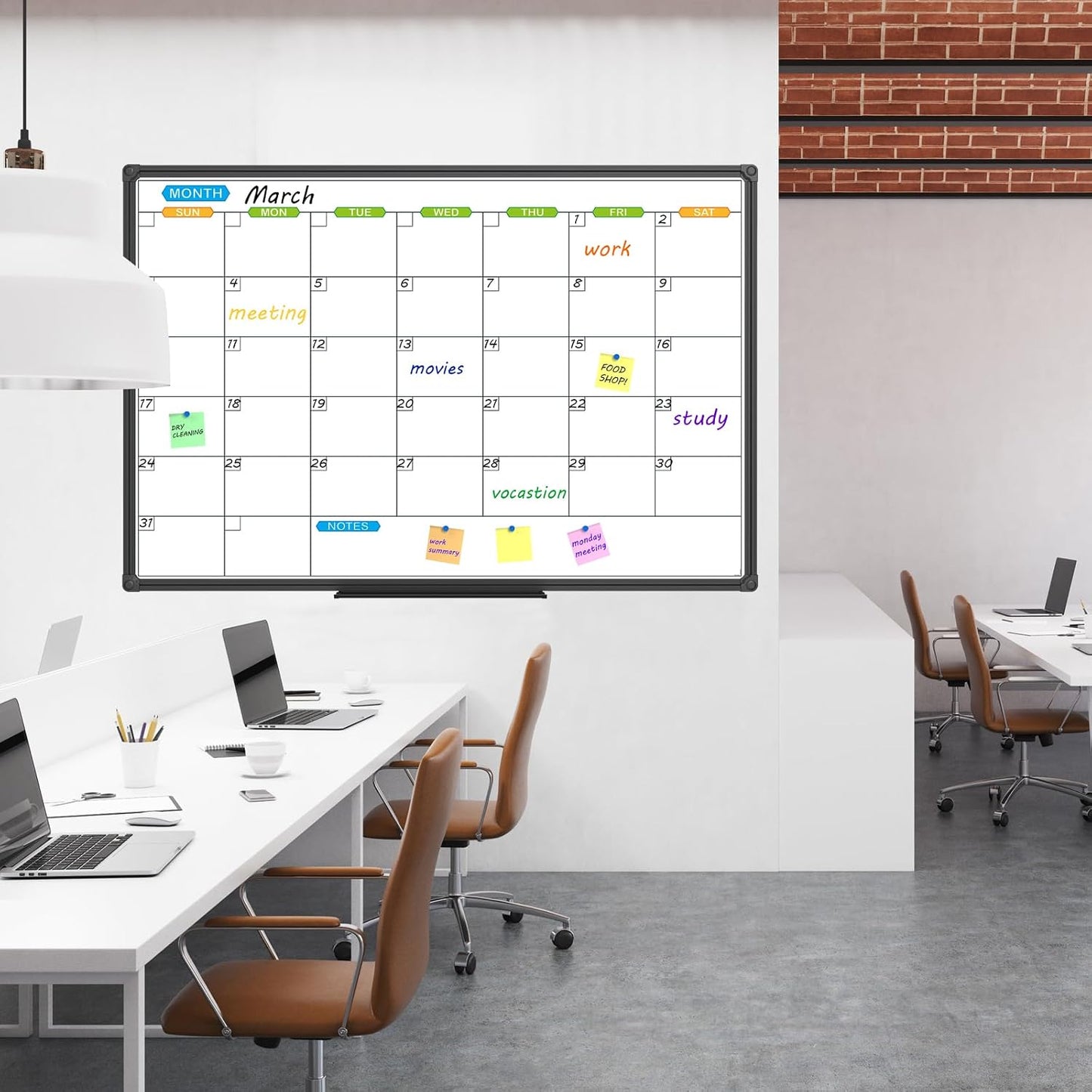 JILoffice Magnetic Dry Erase Calendar Whiteboard, 4 Month White Board Planner 36 X 24 Inch, Black Aluminum Frame Wall Mounted Board for Office Home and School