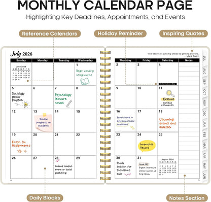 Planner 2026-2027, 8.5" x 11" Weekly and Monthly Academic Year Planner Calendar, July 2026 - June 2027, Hardcover Large School Planning Agenda With Tabs, Perfect for School & Office Supplies, A4, Green