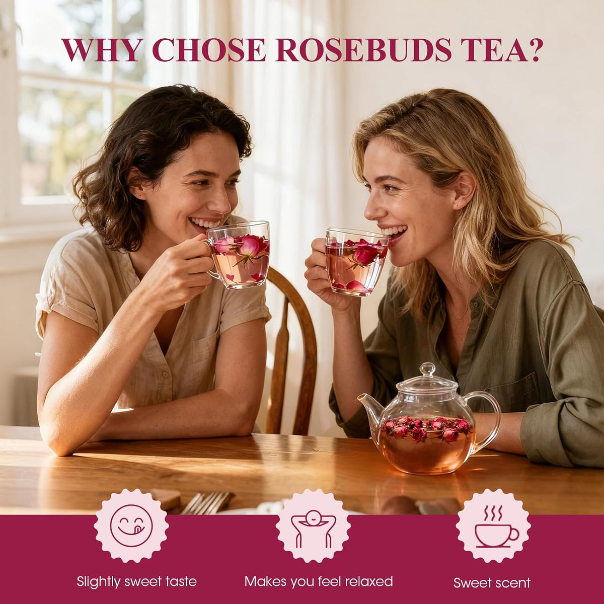 MQUPIN Rose Bud Tea - Dried Red Rose (100% Natural, Pure Flower, Edible Buds, Culinary, Food Grade) - Red Rosebud (90g)