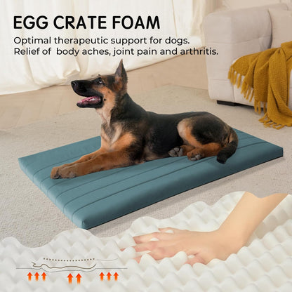 BALANCE Dog Crate Bed, Orthopedic Dog Bed Pad with Waterproof Liner, Washable Crate Foam Pet Mat for Large, Medium, Puppy Dogs Breeds, Mint Leaf, 36“x23”x1.6“