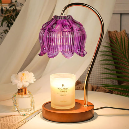 Funistree Flower Candle Warmer Lamp with Timer, Dimmable Candle Lamp Warmer, Christmas Birthday Gifts for Women Mom Her, Housewarming Home Decor, Lotus Wax Warmer for Yankee Candles - Lily Amber