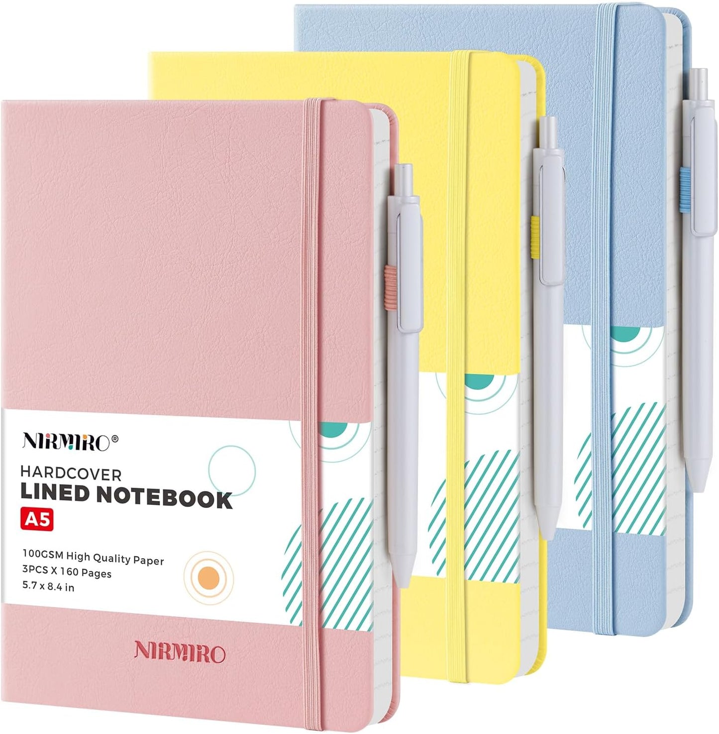 NIRMIRO (3 Pack) Pocket Notebook Small Journal with Pen, 3.7" x 5.7", A6 Mini Notebook for Women Men Work Writing, Hardcover Small Pocket Notepad with 100Gsm Premium Thick Lined Paper, Black Leather