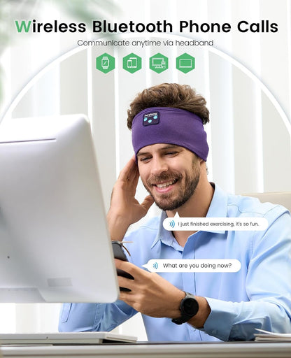 Perytong Sleeping Headphones Bluetooth Headband, Soft Long Time Play Sleeping Headsets with Built in Speakers Perfect for Workout,Running,Yoga,Travel, Darkgray