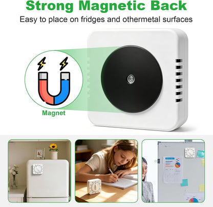 Large Size 60 Minute Mechanical Kitchen Timer - Visual Wind Up Timer Clock with Loud Alarm - No Batteries Required-Magnetic Backing, Timer for Classroom, Home, Study and Cooking (White)