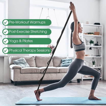 Foilswirl 8 Pack Stretching Strap with 10 Loops Bulk Yoga Strap Bulk for Physical Therapy Stretch Bands with Loops Non Elastic Bands for Exercise Dance