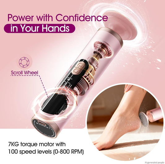 Electric Callus Remover for Feet, Rechargeable Pedicure Tools for Feet with 40PCS Sandpaper Discs, Adjustable Speed Heel Scraper for Cracked Heels, Foot Care Scrubber File for Dry Dead Skin