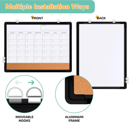Weekly Calendar Whiteboard for Wall, 16x12 Inches Dry Erase Board, Small Magnetic White Board, Double-Sided Hanging Board for Office School Home Kitchen, Portable Board for Drawing Planning To Do List