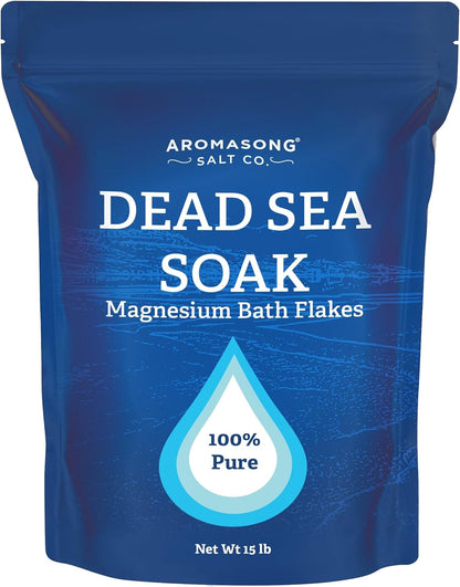 Aromasong Magnesium Flakes, 15lb – Dead Sea Bath & Foot Soak – Superior Alternative to Epsom Salt with 27,360 Mg of Magnesium Per Bath, Bulk Pack