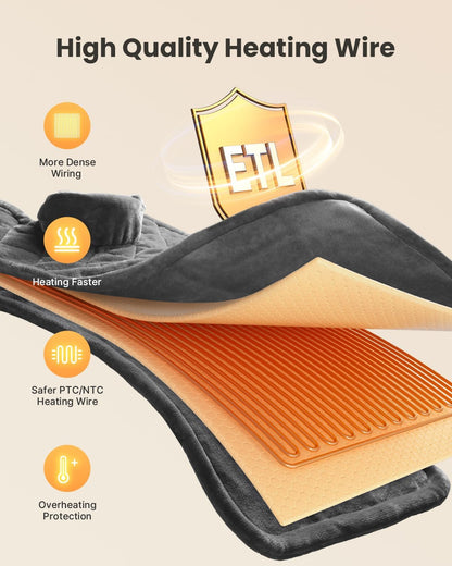 iDOO Heating Pad for Neck and Shoulders and Back for Pain Relief, Fathers Day Dad Gifts for Men, FSA Eligible Items & HSA Store, Large 24"x33" Weighted Electric Heat Pads for Back Gray