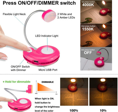 LUXSWAY Rechargeable Reading Book Light for Kids,LED Reading Lights for Books in Bed,Amber Book Light with Magnetic,Flexible Gooseneck,Cute Bookmark Lights for Bookworms-Orange