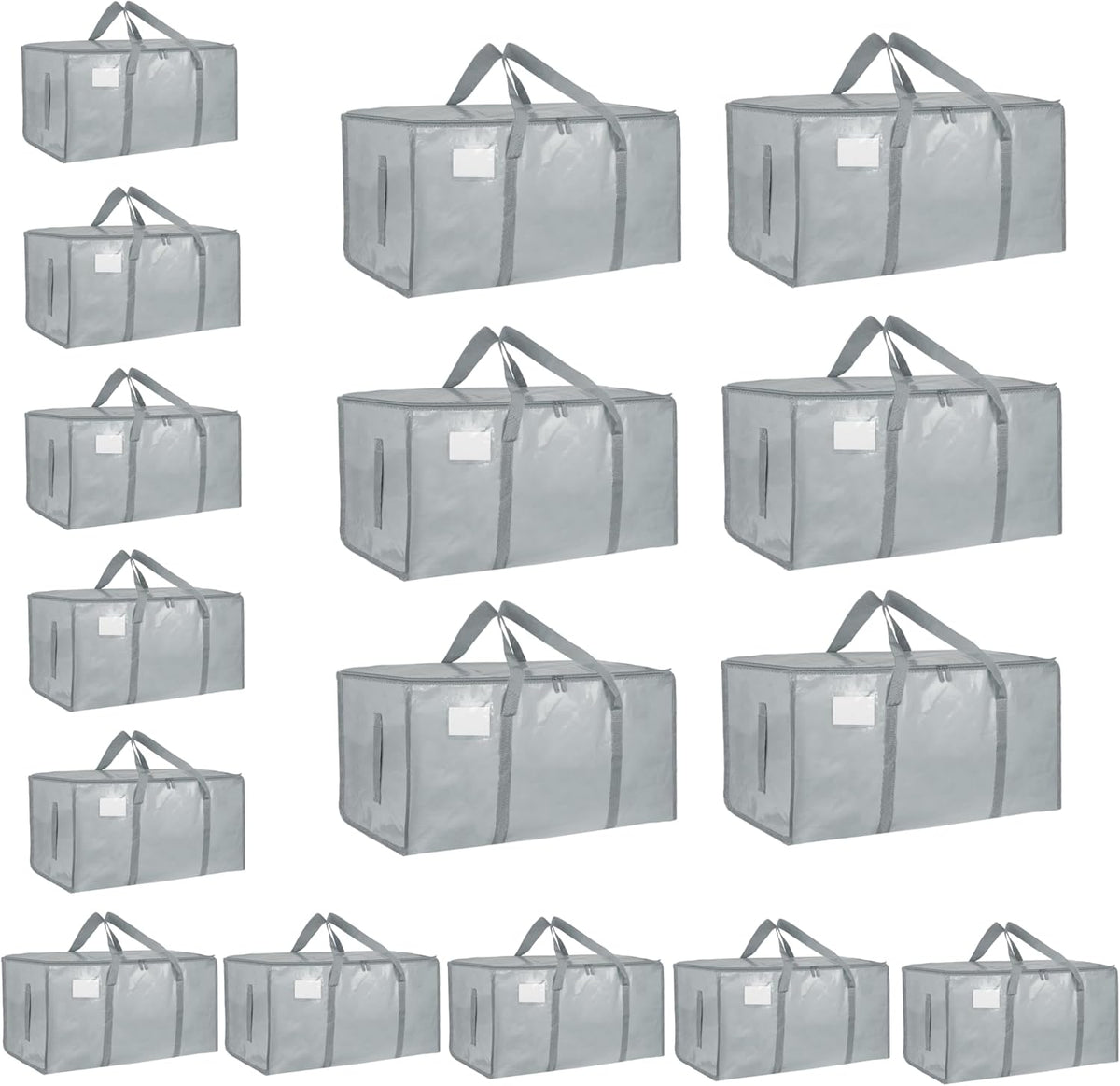 Moving Bags Extra Large - Heavy Duty Storage Totes with Wrap-Around Handles & Reinforced Zippers - Foldable Moving Box Alternative, Water-Resistant for Dorm, Closet & Under Bed Storage (Clear)