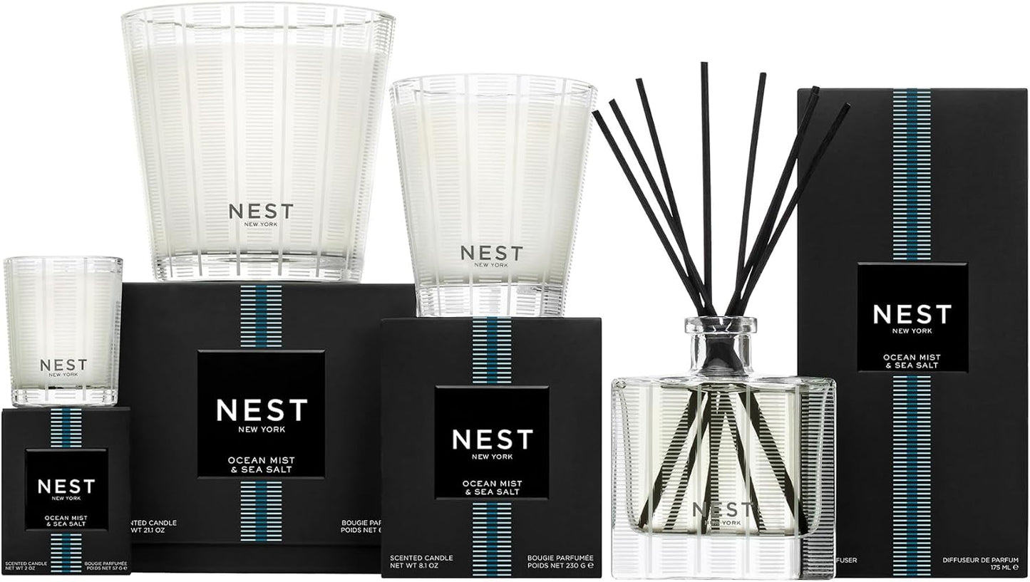 NEST New York Reed Diffuser, Bamboo - 5.9 fl oz - Fragrance for Up to 90 Days - Reusable, Refillable Glass Holder - Includes 8 All-Natural Reed Sticks - Flame Free
