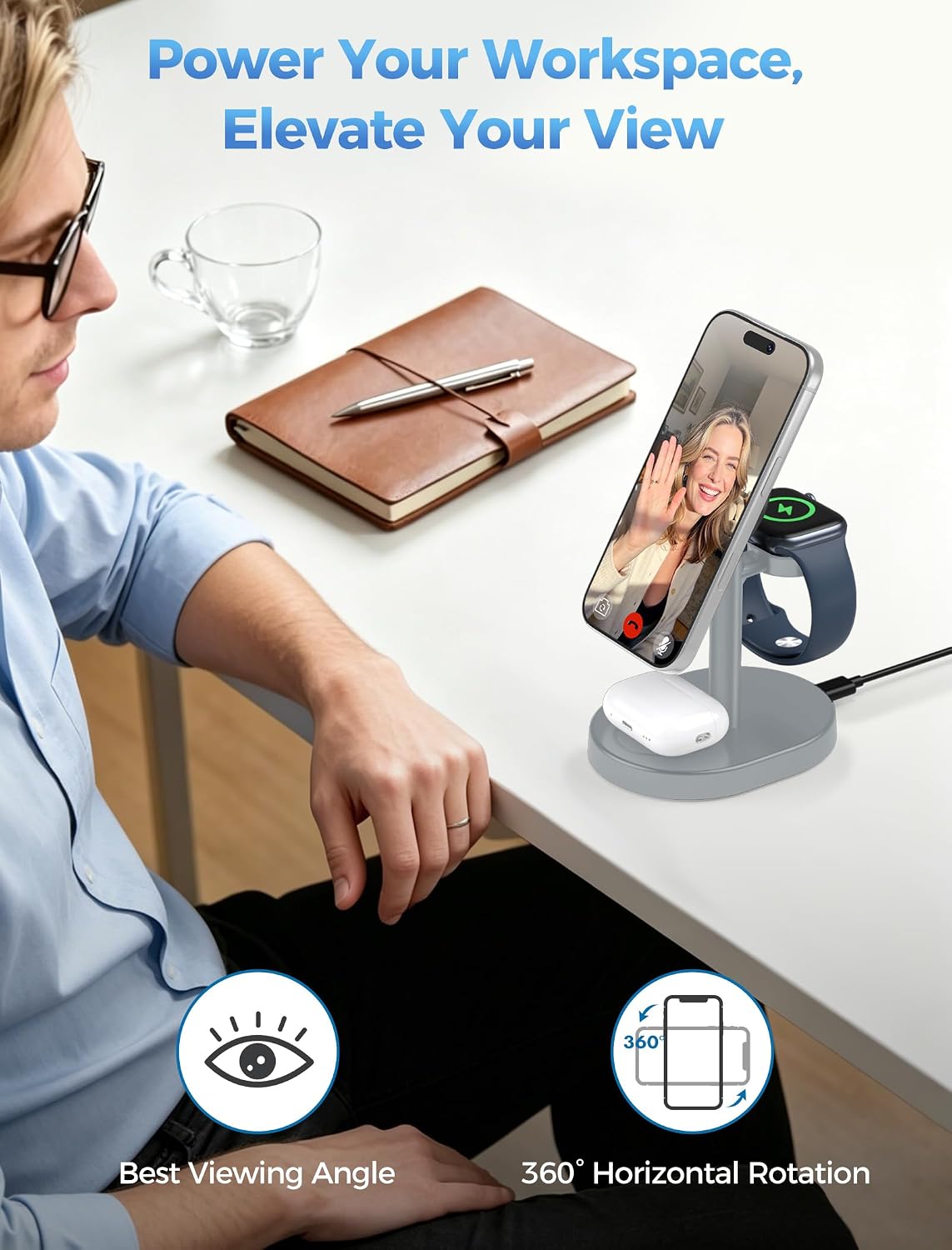 Mag-Safe Charger 3 in 1 Charging Station for iPhone Apple Watch AirPods