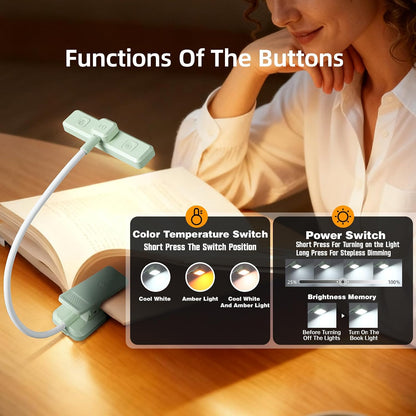 VAVOFO 24 LEDs Rotatable Book Light, Rechargeable Clip Reading Lamp