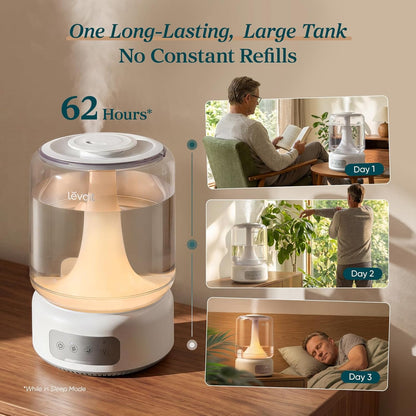 LEVOIT Humidifiers for Bedroom Large Room Home, (6L) Cool Mist Top Fill Essential Oil Diffuser for Baby & Plants, Smart App & Voice Control, Rapid Humidification & Auto Mode - Quiet Sleep Mode, Gray