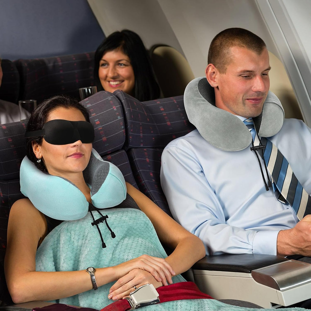 urnexttour Travel Pillow and Blanket Set Neck Pillow Airplane Foam Black