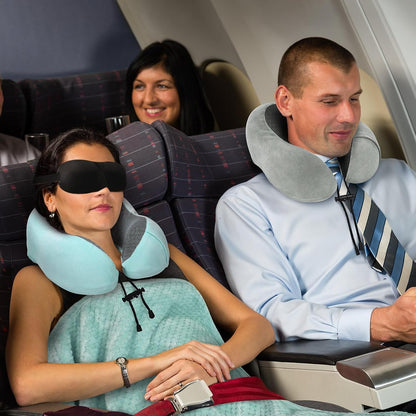 urnexttour Travel Pillow and Blanket Set Neck Pillow Airplane Foam Black