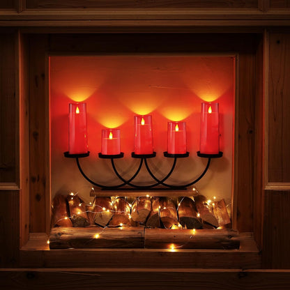 Homemory Gray Flickering Flameless Candles, Battery Operated Acrylic LED Pillar Candles with Remote Control and Timer, Halloween Decor, Set of 5