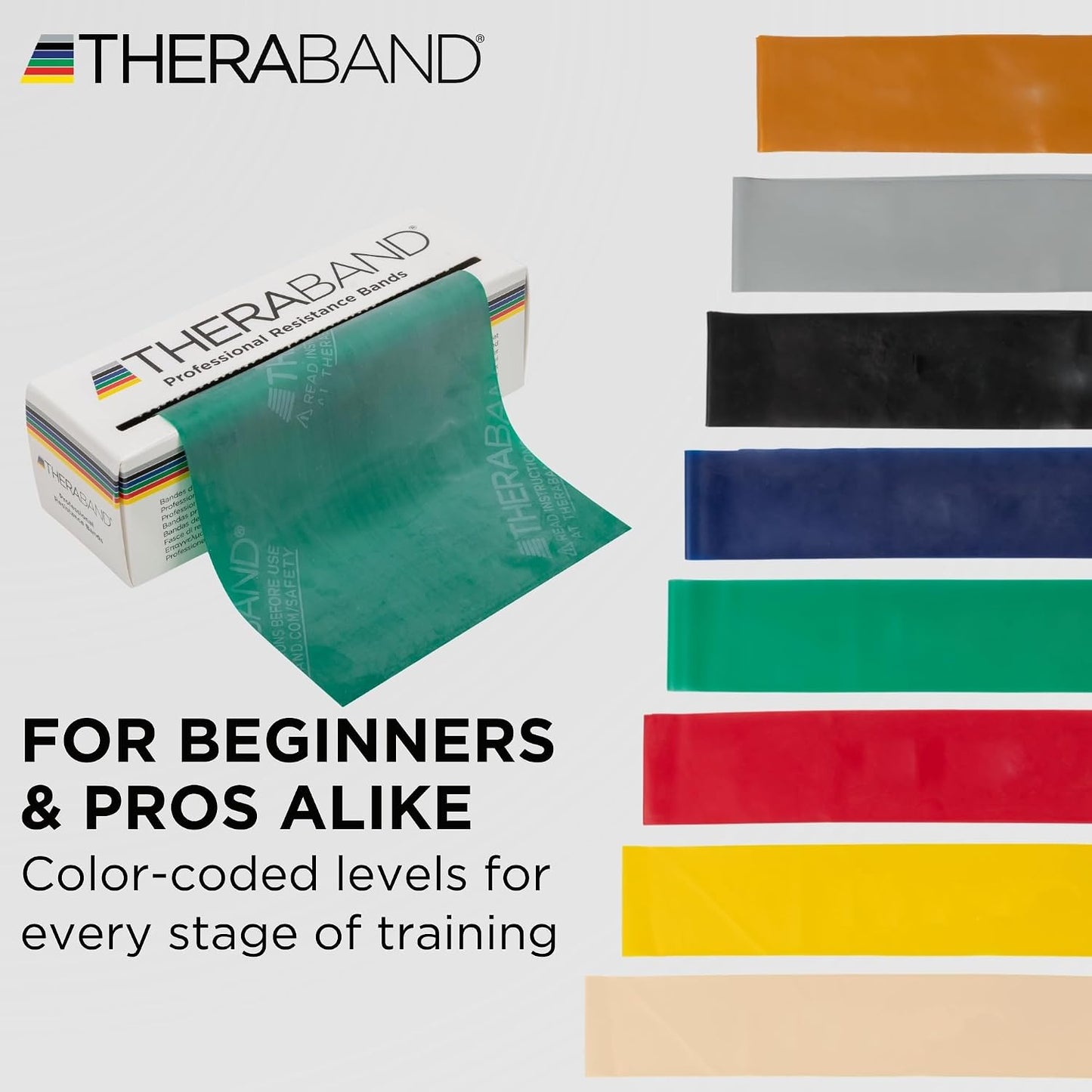 THERABAND Resistance Bands, 6 Yard Roll Professional Latex Elastic Band For Upper & Lower Body, Core Exercise, Physical Therapy, Pilates, Home Workouts, Rehab, Blue, Extra Heavy, Level 5