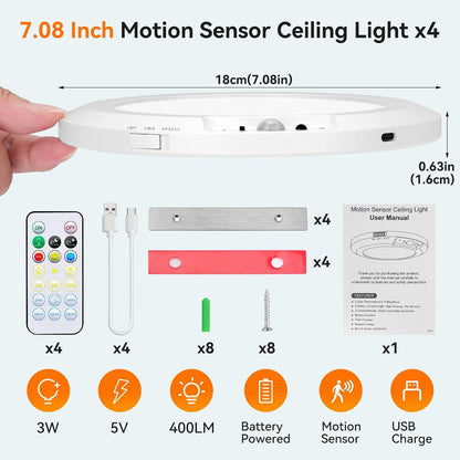 Rechargeable Ceiling Light with Remote, 10000mAh